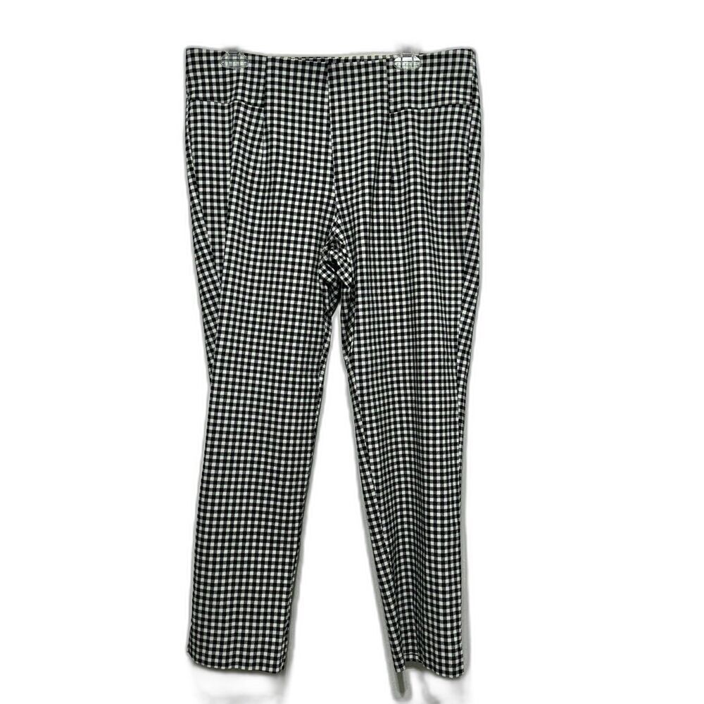 NYCC Pants Womens sz 12 Black White Check Stretch Dress Work Career Tapered Leg